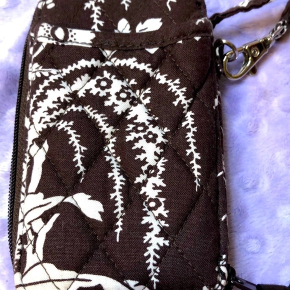 Vera Bradley Wristlet / Cell Phone case & Mini Wallet brown & white NWOT - Picture 2 of 6